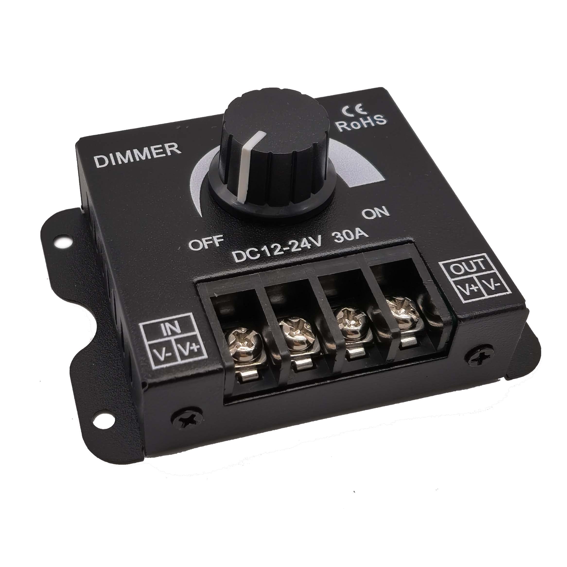 12V/24V 30A LED Dimmer Switch - Adjustable Brightness Controller for Single Color LED Strips (3528, 5050) - Perfect for Home Lighting, Bedroom Mood Lights & DIY LED Projects