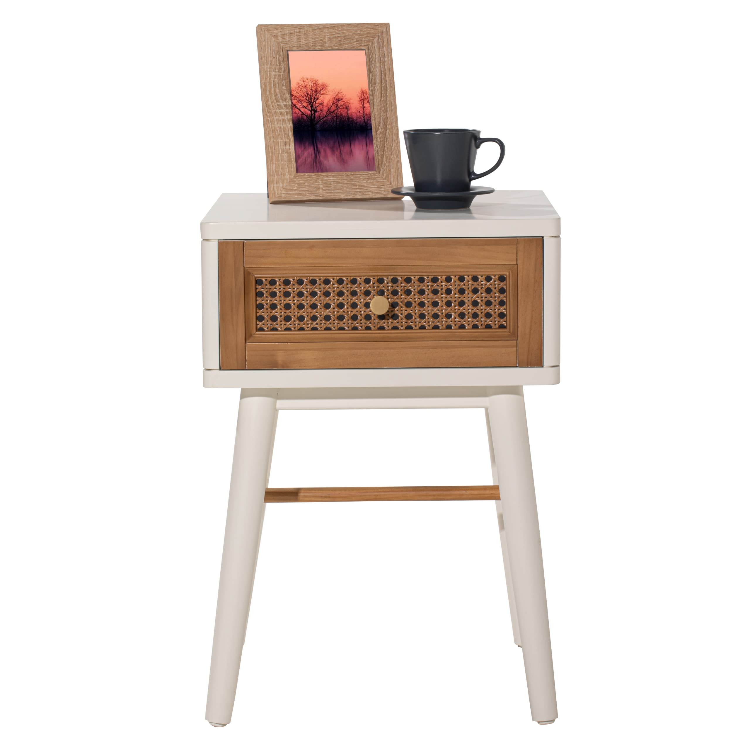 Fully-Assembled Modern Farmhouse Nightstand with Drawer - Distressed White End Table for Bedroom & Living Room | Rustic Home Decor Accent Furniture