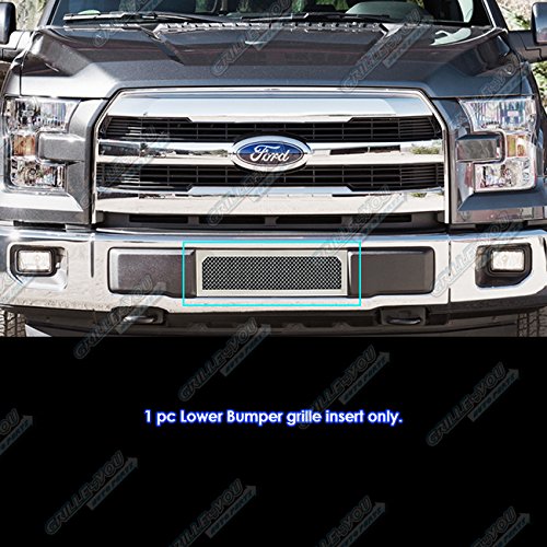 APS Compatible with Ford F-150 2015-2017 Lower Bumper Stainless Steel Chrome Mesh Front Grill Grille Insert F76313T - Upgrade Your Truck's Style & Protection for Off-Road & Daily Driving
