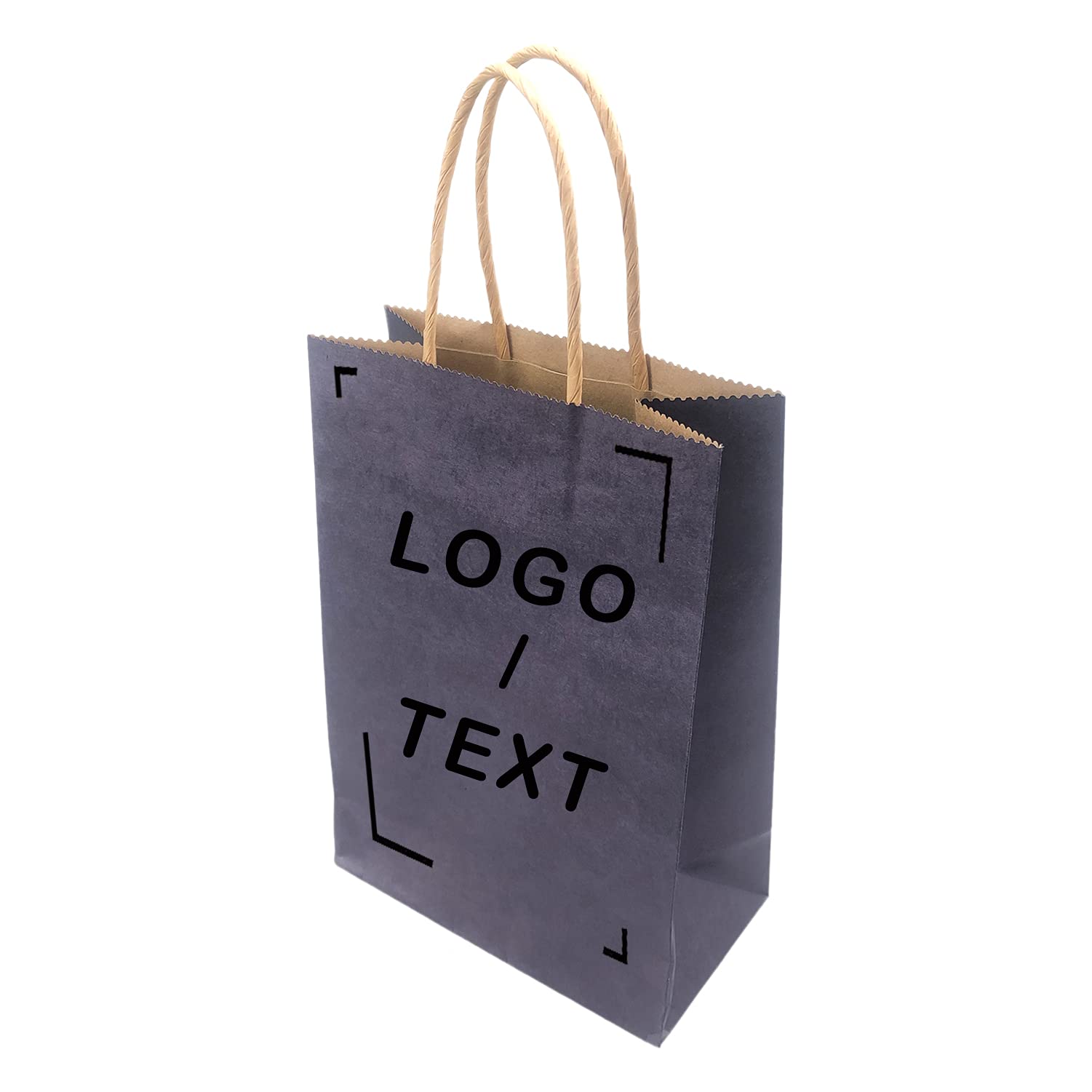 100 Pcs Custom Printed Kraft Paper Bags - 5.91x3.15x8.27 Inch Eco-Friendly Shopping Bags for Retail, Parties, Gifts & Supermarkets | Reusable Merchandise & Grocery Bags