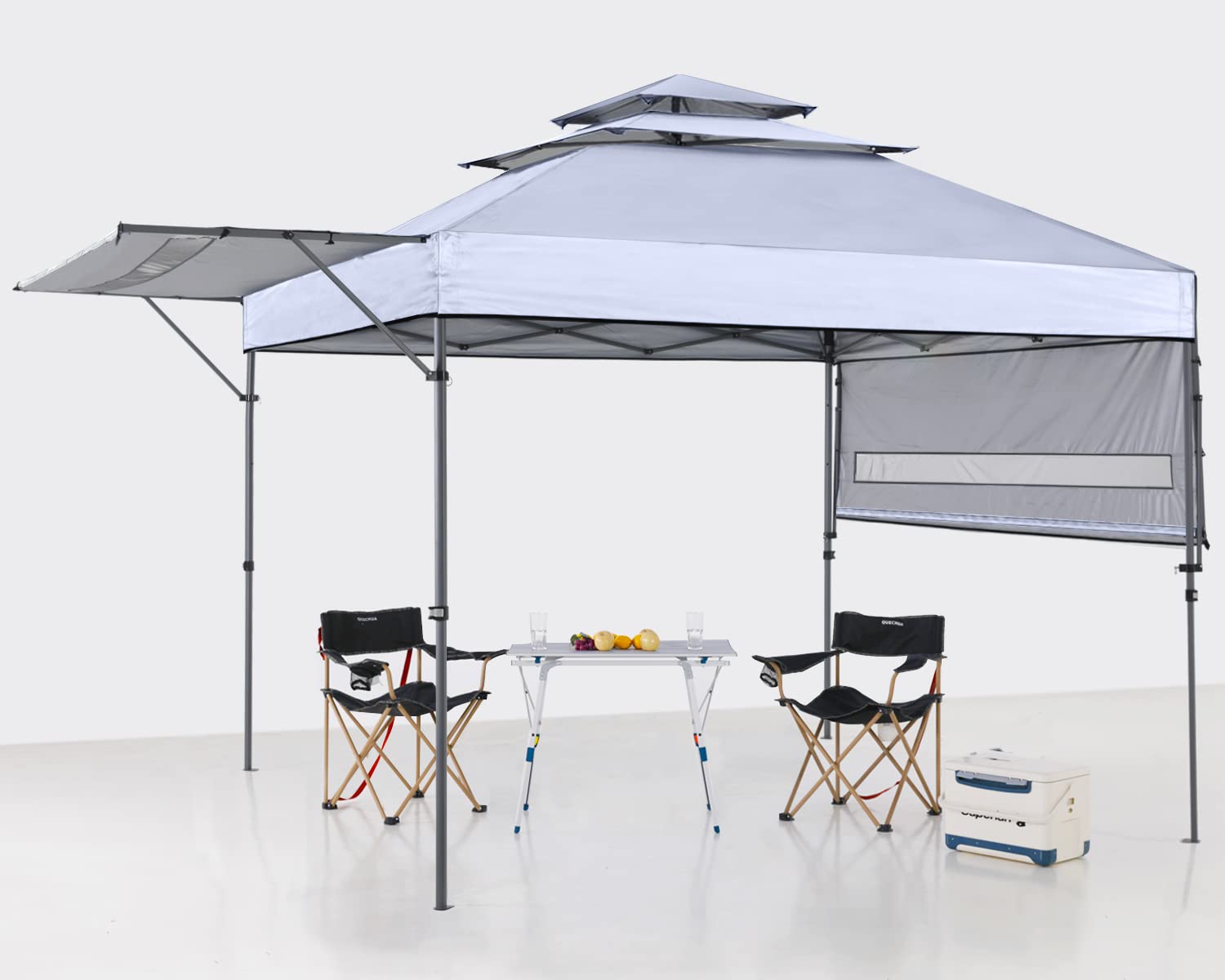 ABCCANOPY 10x10 Pop Up Gazebo Canopy - 3-Tier Instant Shelter with Adjustable Dual Half Awnings, White - Perfect for Backyard, Patio, Camping & Outdoor Events