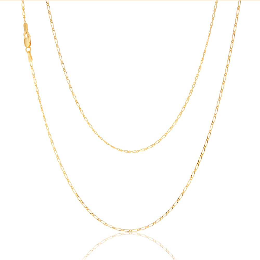 9ct Yellow Gold 40 Gauge 1:1 Figaro 51cm Chain - Elegant Jewelry for Men & Women - Perfect for Gifts, Weddings & Everyday Wear