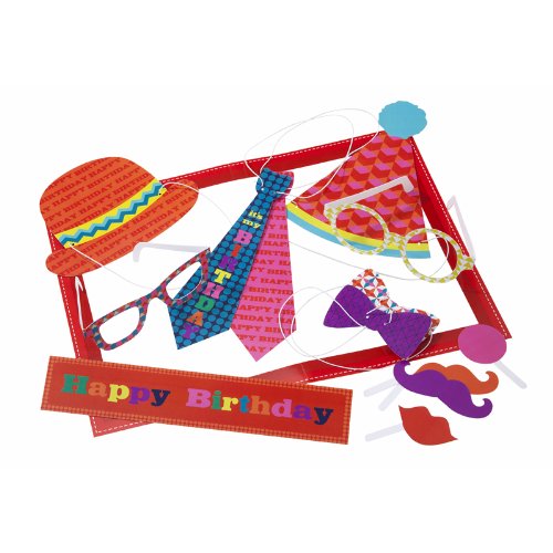 Talking Tables Birthday Bash Photo Booth Props Kit - Fun Party Decorations for Birthday Celebrations, DIY Backdrop Accessories - Perfect for Kids & Adults Parties, Social Media Selfies