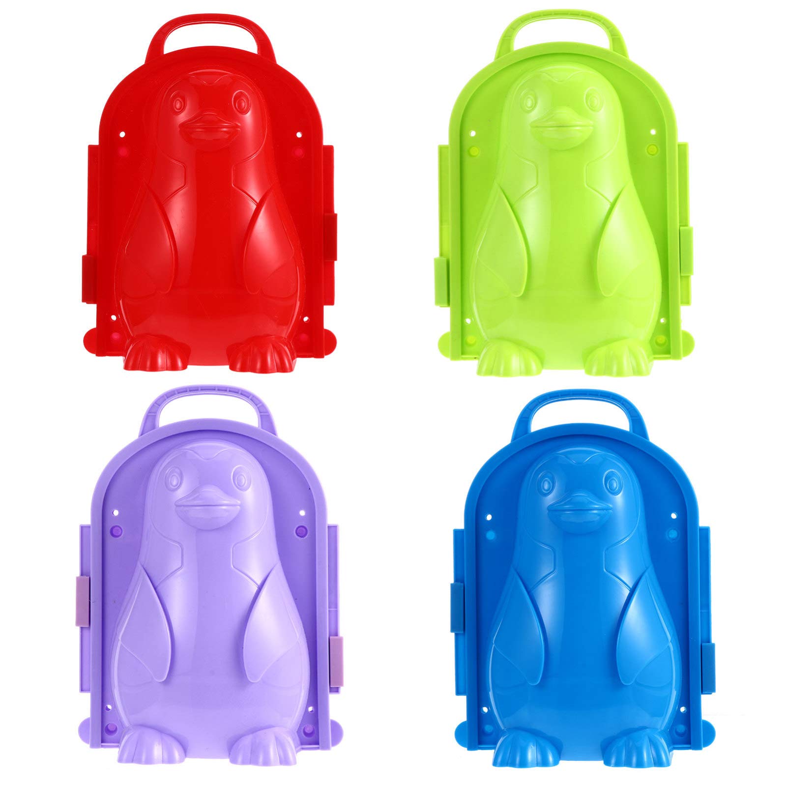 FAVOMOTO 4-Piece Snowball Maker Kit - Penguin Mold Snowball Clip Toy for Kids Outdoor Winter Play - Random Colors - Perfect for Snowball Fights, Backyard Fun & Family Snow Day Activities