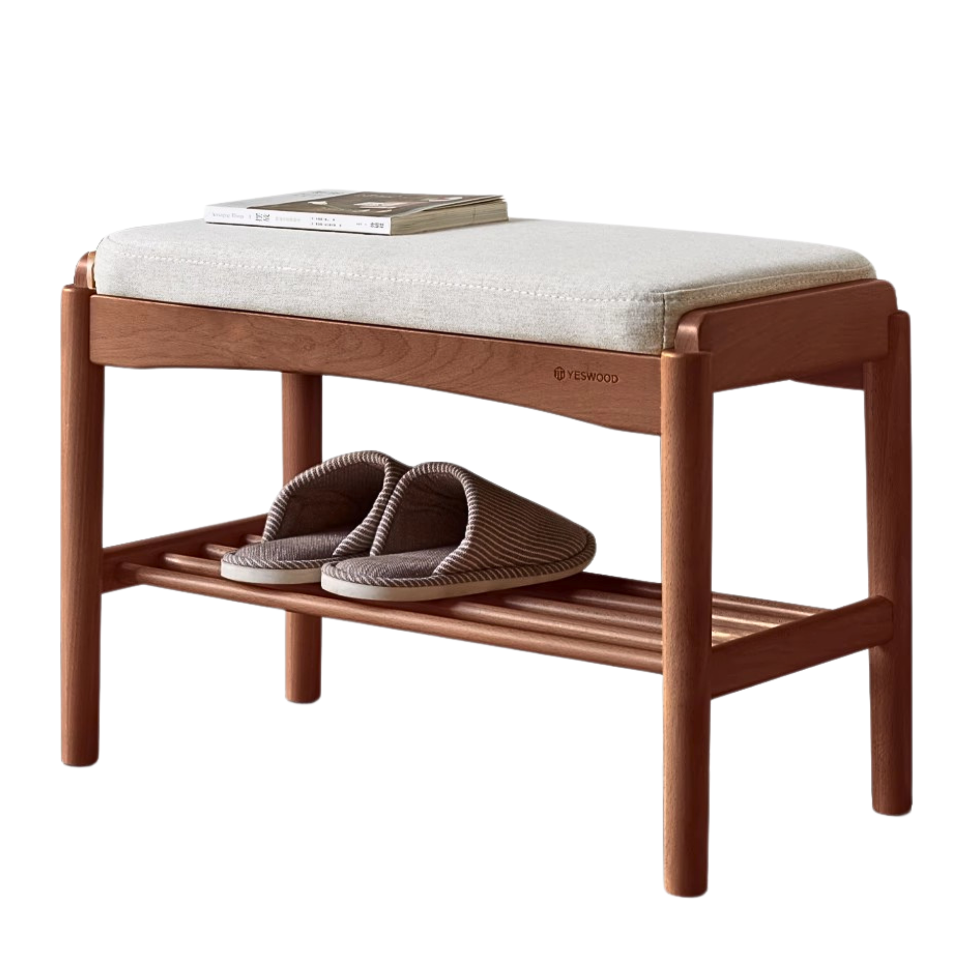 Solid Wood Shoe Storage Bench - Beech, Cherry, Walnut & Oak - Entryway Organizer for Home & Closet Storage