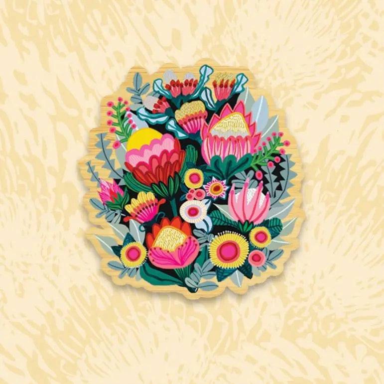Handmade Australian Wooden Brooch with Bush Flowers Design - Perfect for Women's Fashion Accessories, Gift Giving & Special Occasions