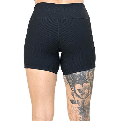 Stylish Ribbed Black Shorts for Women - Comfortable & Trendy Summer Casual Wear