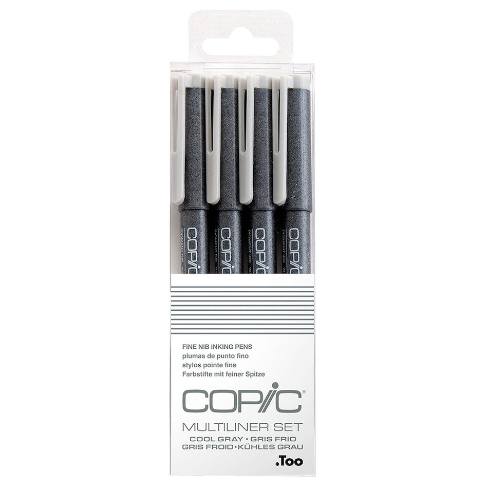 Copic MultiLiner Drawing Pen Set - 4 Cool Grey Markers for Sketching, Illustration & Comic Art - Perfect for Artists, Designers & Crafters