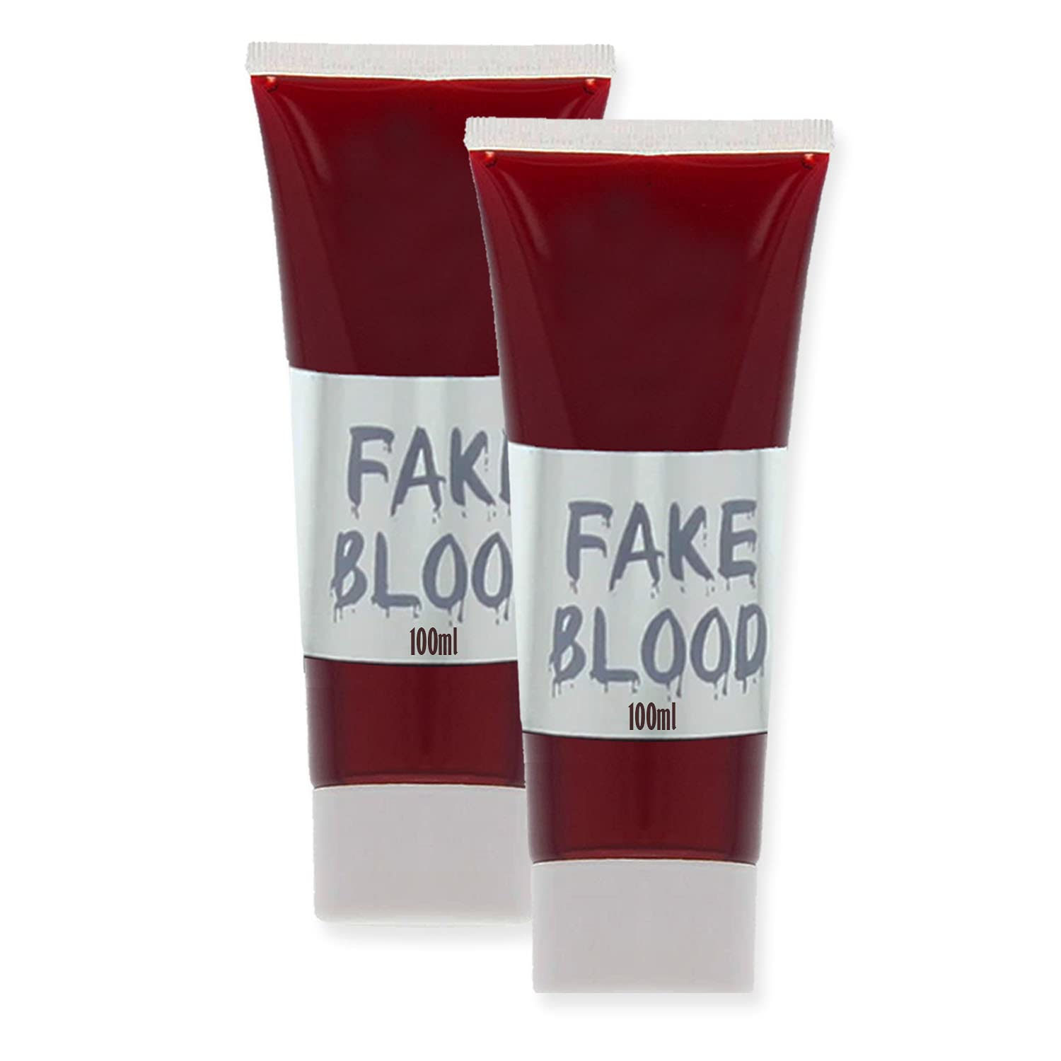 AKH® Large Fake Blood Tubes - 2 Pack (100ml Each) | Non-Toxic Halloween Makeup for Vampire, Zombie & Horror Costumes | Red Fake Blood for Face, Body & Clothes | Perfect for Halloween Parties, Haunted Houses & Cosplay Events