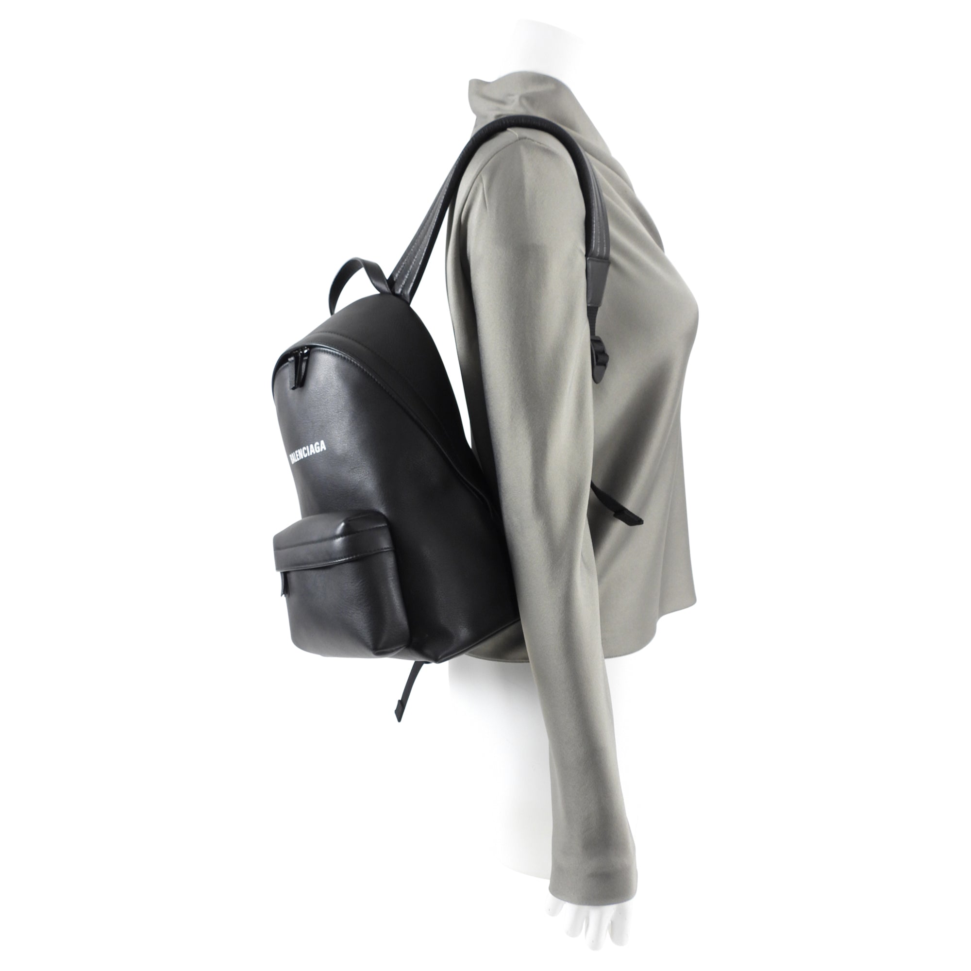 Balenciaga Everyday Black Logo Leather Small Backpack for Women - Stylish & Compact Designer Bag for Travel, Work & Daily Use