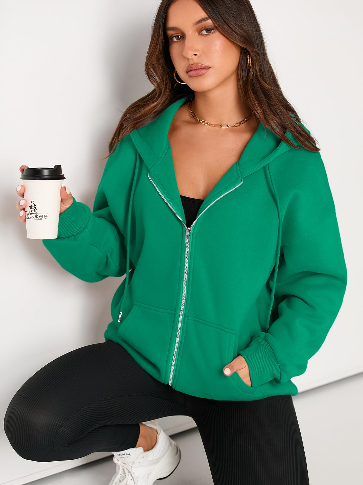EFAN Women's Oversized Zip Up Hoodie with Drawstring & Pocket - Cute Fall Jacket for Casual Wear, Street Style & Outdoor Activities