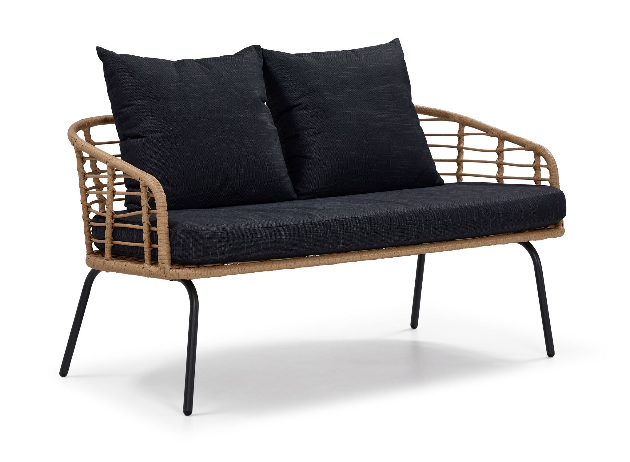 Belize 4-Piece Outdoor Patio Conversation Set - Beige & Black Wicker Furniture for Garden, Backyard, Poolside or Balcony Relaxation