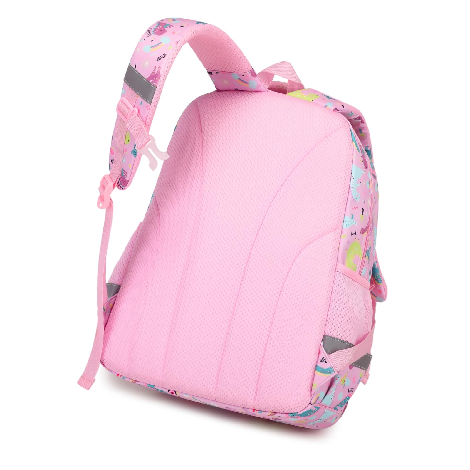 Dinosaur Print Backpack for Girls - Kids School Backpack with Multiple Pockets, Lightweight & Durable for Elementary Students (Pink) - Perfect for School, Travel & Daily Use