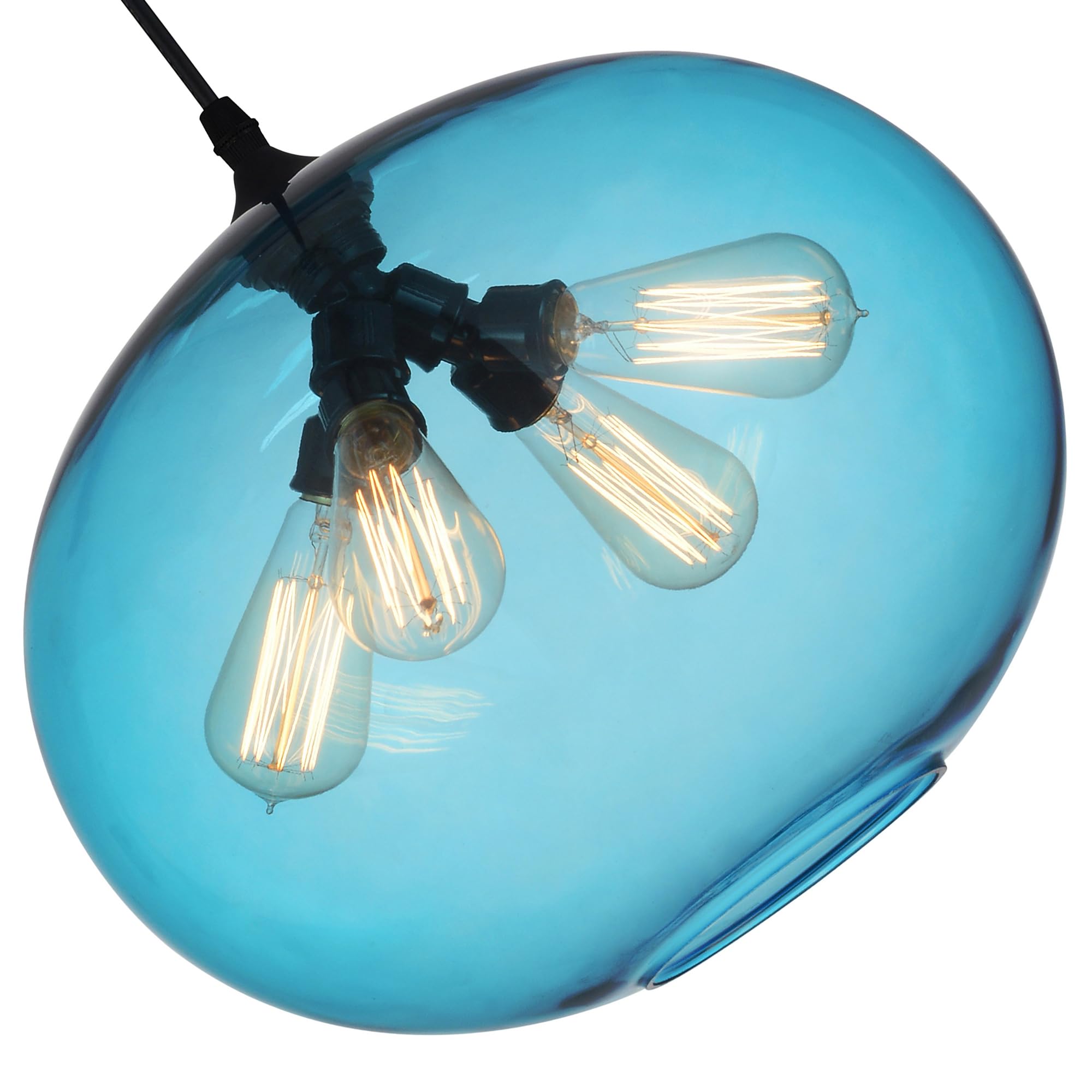 CWI Lighting 4-Light Glass Pendant Chandelier with Blue Finish - Perfect for Kitchen Island, Dining Room, and Modern Home Decor