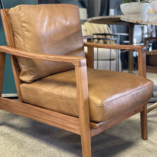 Premium Cabana Buckle Back Leather Chair in Tan - Stylish & Comfortable Patio, Lounge, or Living Room Seating for Outdoor & Indoor Use