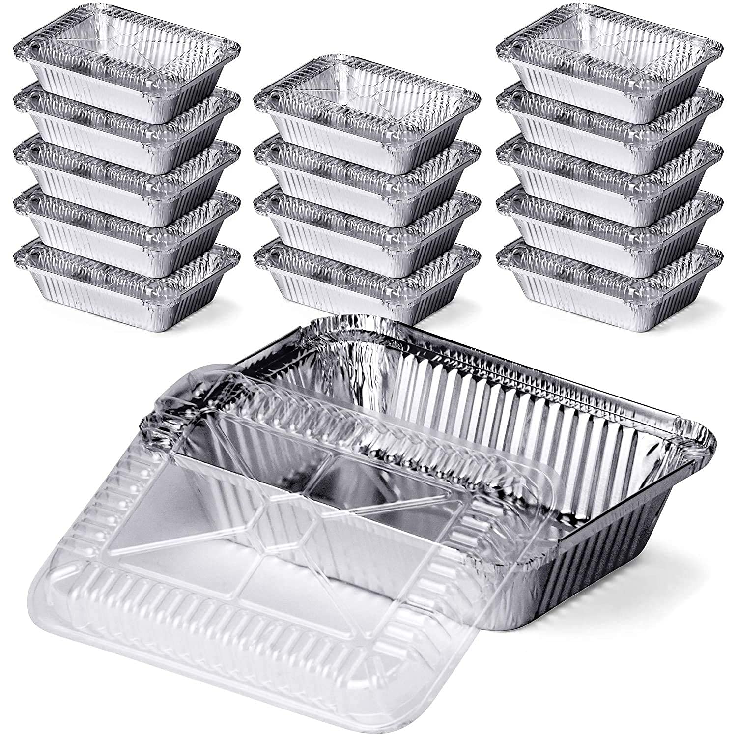 2.25 Lb Aluminum Foil Oblong Baking Pan with Lid - Disposable Cake Pans for Baking, Cooking & Food Storage - 100% Recyclable Tin Containers (Set of 500) - Perfect for Home Bakeries, Catering & Party Food Prep