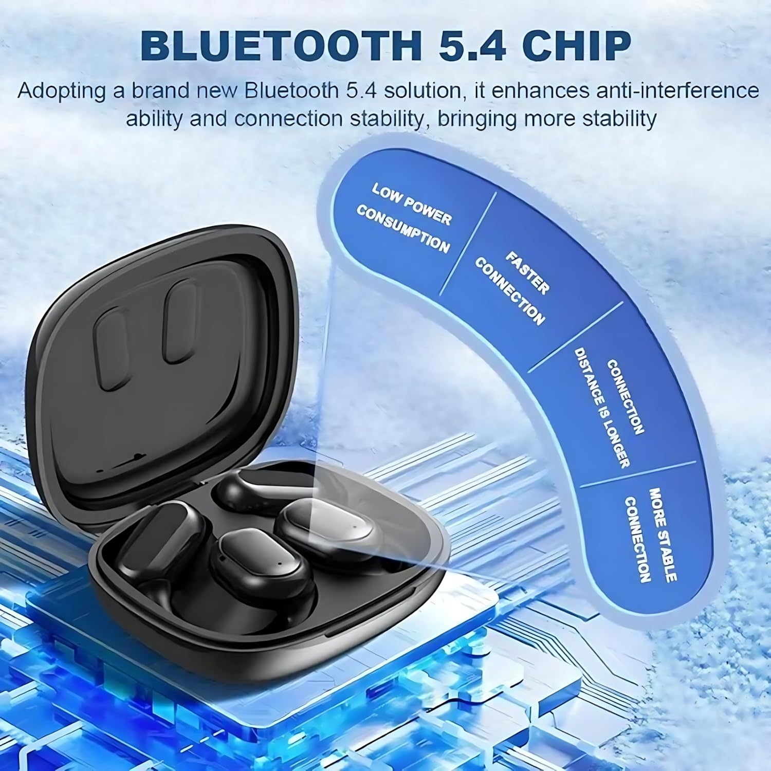Dodorados Wireless Earbuds with Active Noise Cancelling, Bluetooth 5.4 Open Ear Headphones, IPX5 Waterproof, Hi-Fi Sound Quality for Running, Gym & Outdoor Activities (Black)