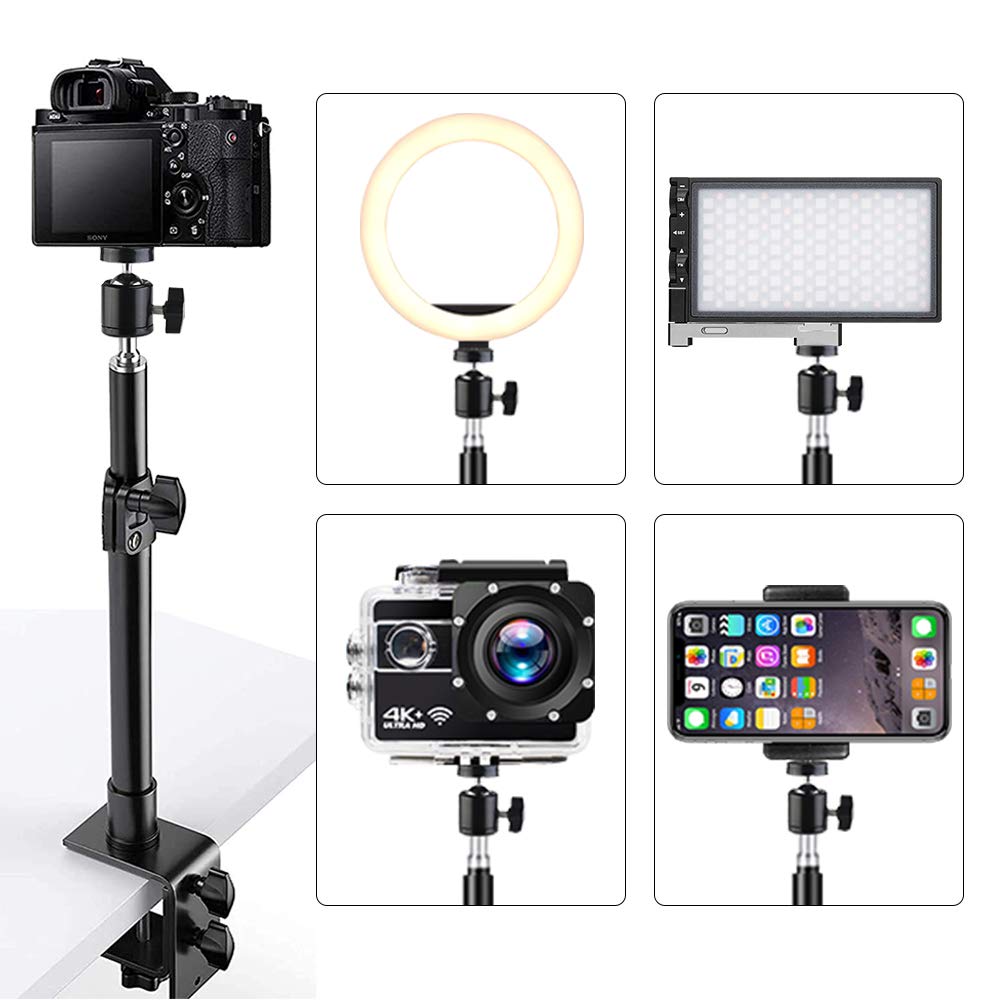 2 Pack DSLR Camera Desk Mount Stand with 360° Ball Head - for Photography & Video Conference Lighting