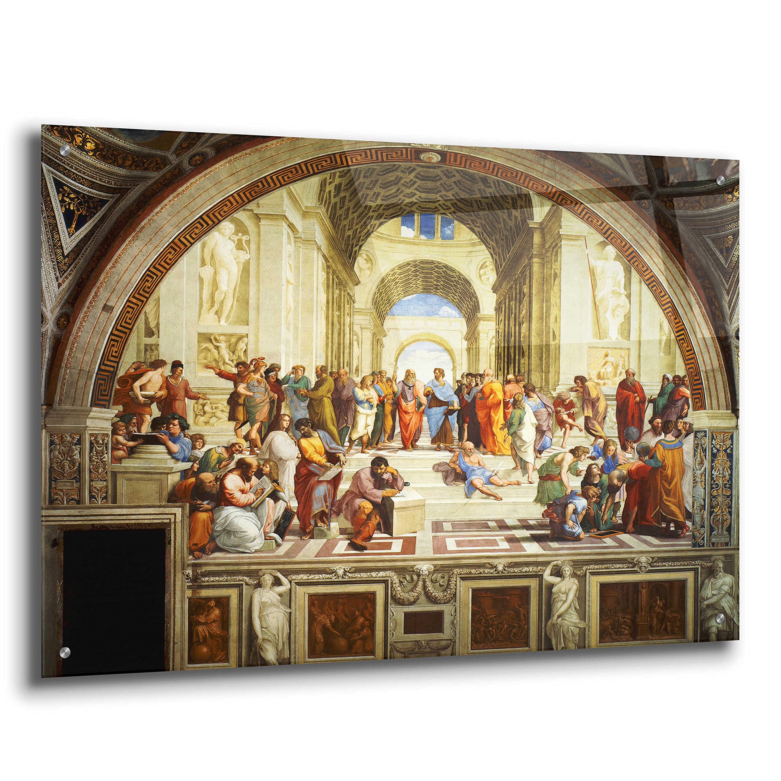The School of Athens by Raphael - Premium Acrylic Glass Wall Art Print 36x24 Inches - Famous Renaissance Painting for Home Decor, Office & Gallery Display