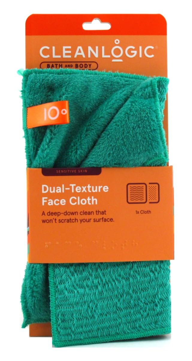 Clean Logic Dual Texture Exfoliating Face Cloth for Sensitive Skin - Pack of 3 | Gentle Facial Scrub & Washcloth for Daily Skincare Routine, Makeup Removal & Spa Treatments