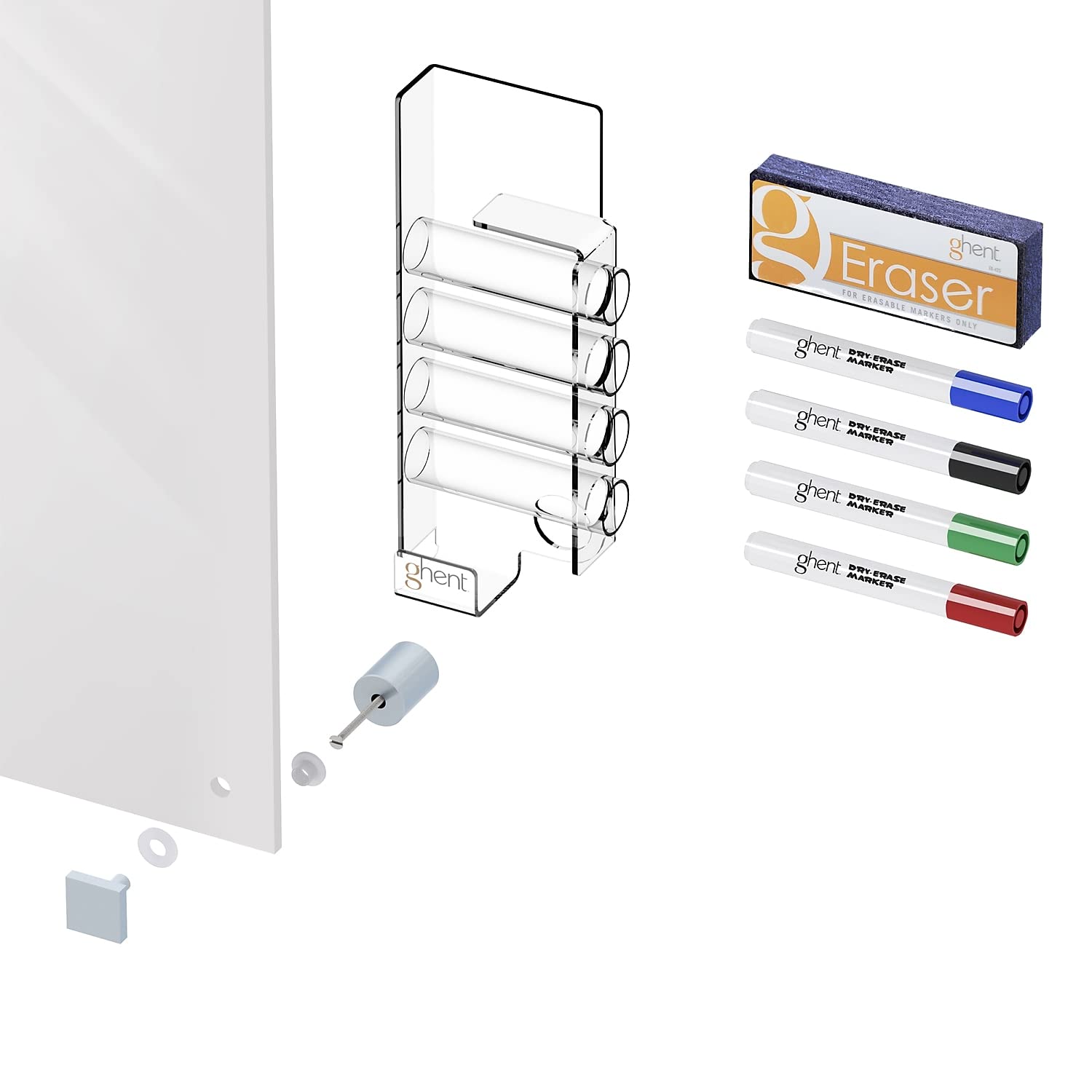 2'x3' Harmony Glass Whiteboard with Square Corners - Includes 4 Markers & Eraser - Perfect for Home Office, Classroom & Conference Room Organization