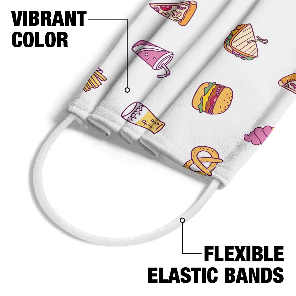 Popfunk Junk Food Snacks Print Reusable Face Mask - 1-Ply Breathable Unisex Cloth Mask for Daily Wear, Shopping & Outdoor Activities