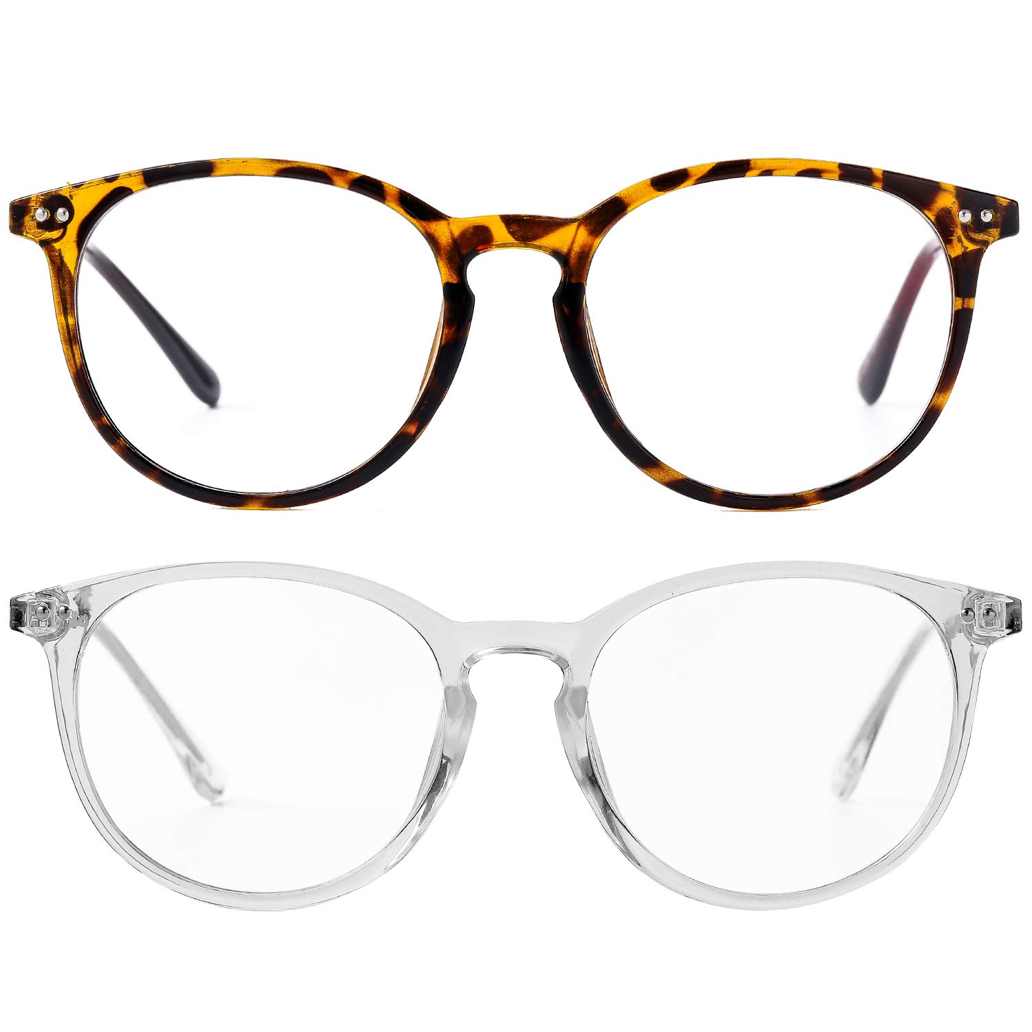 Stylish Retro Round Fake Glasses for Women & Men - Clear Lens Plastic Frame for Fashion & Cosplay