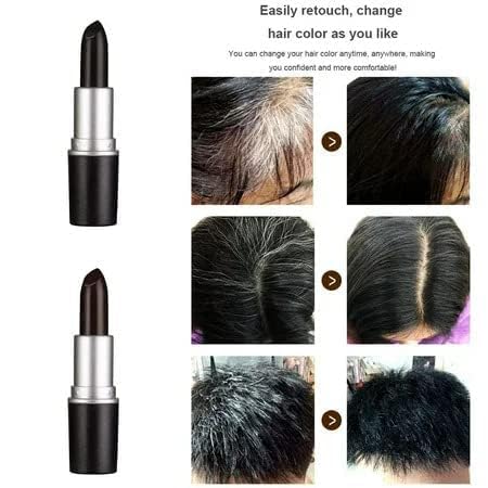 AcuHealth Lipstick-Shaped Temporary Hair Dye Pen - Natural Plant-Based Formula for Gray Hair Coverage & Touch-Ups (Black, 1 Pack) | Perfect for Quick Root Touch-Ups, Costume Parties & Fashion Styling