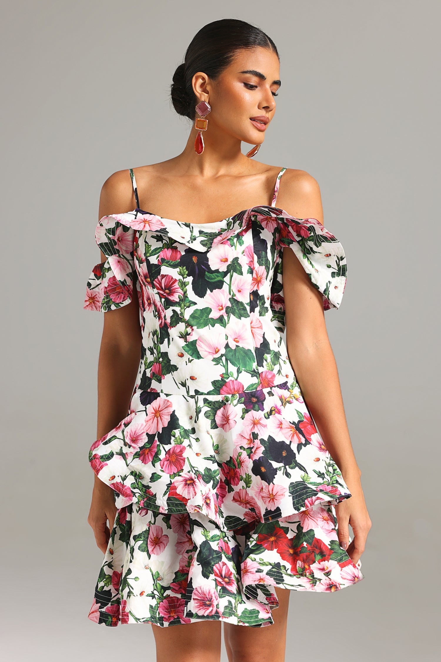 Giela Floral Print Layered Mini Dress for Women - Summer Party, Beach Vacation & Date Night Outfit