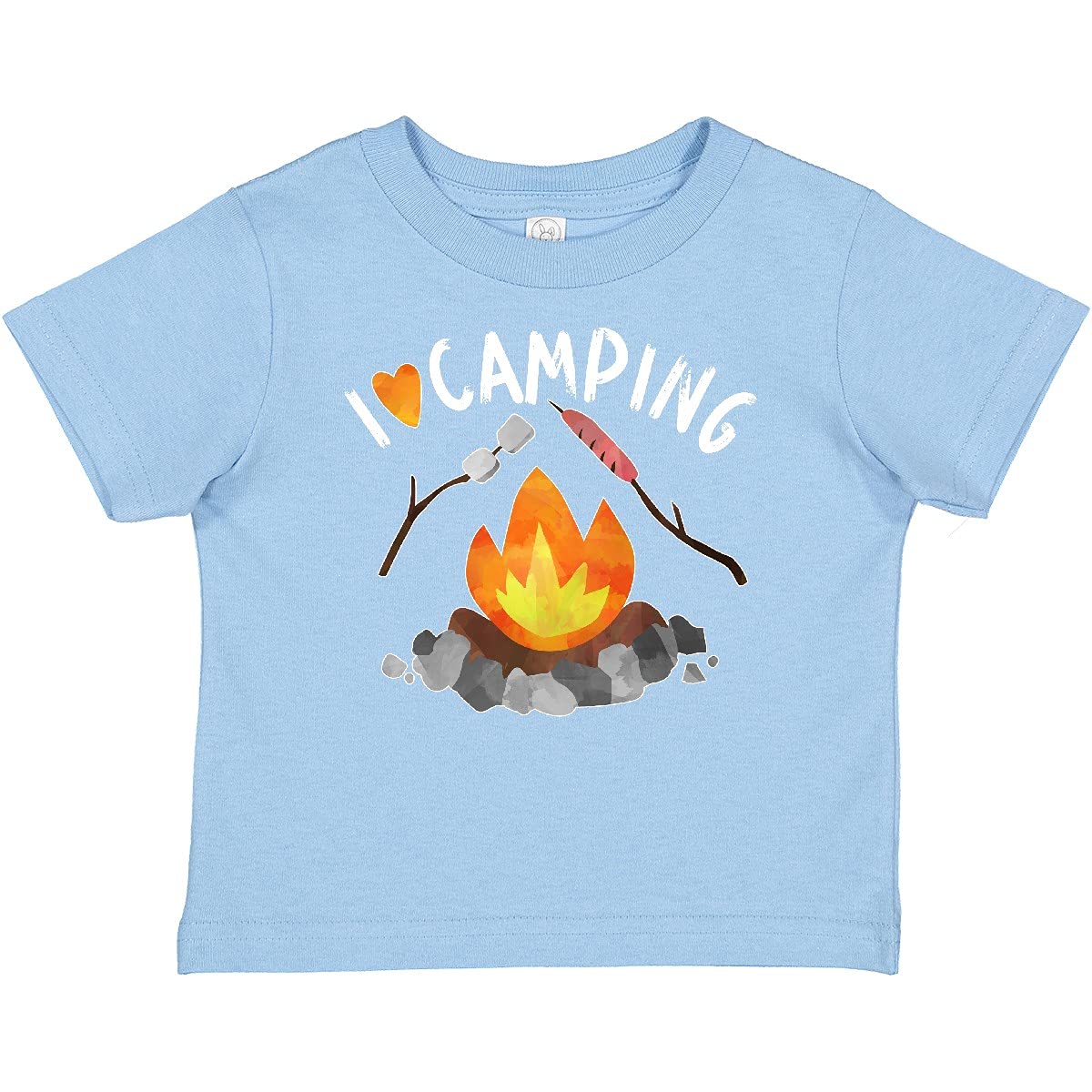 Inktastic I Love Camping Baby T-Shirt - Cute Campfire, Hot Dog & Marshmallows Design - Perfect for Outdoor Adventures, Family Trips & Toddler Photoshoots