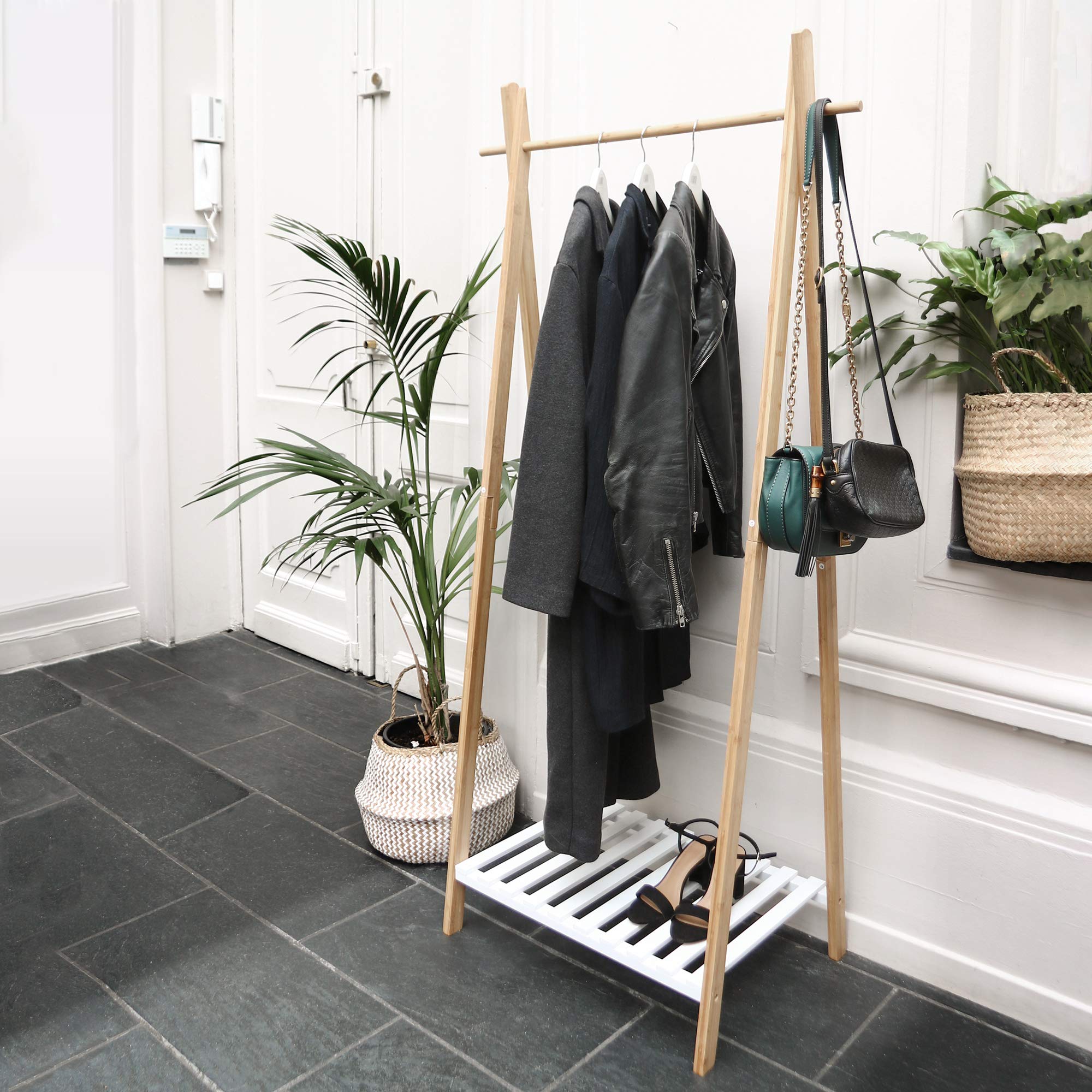 Nagano Bamboo Clothes Rack - 80 x 44 x 162 cm Space-Saving Wardrobe Organizer for Bedroom, Closet & Laundry Room | Compactor RAN8970