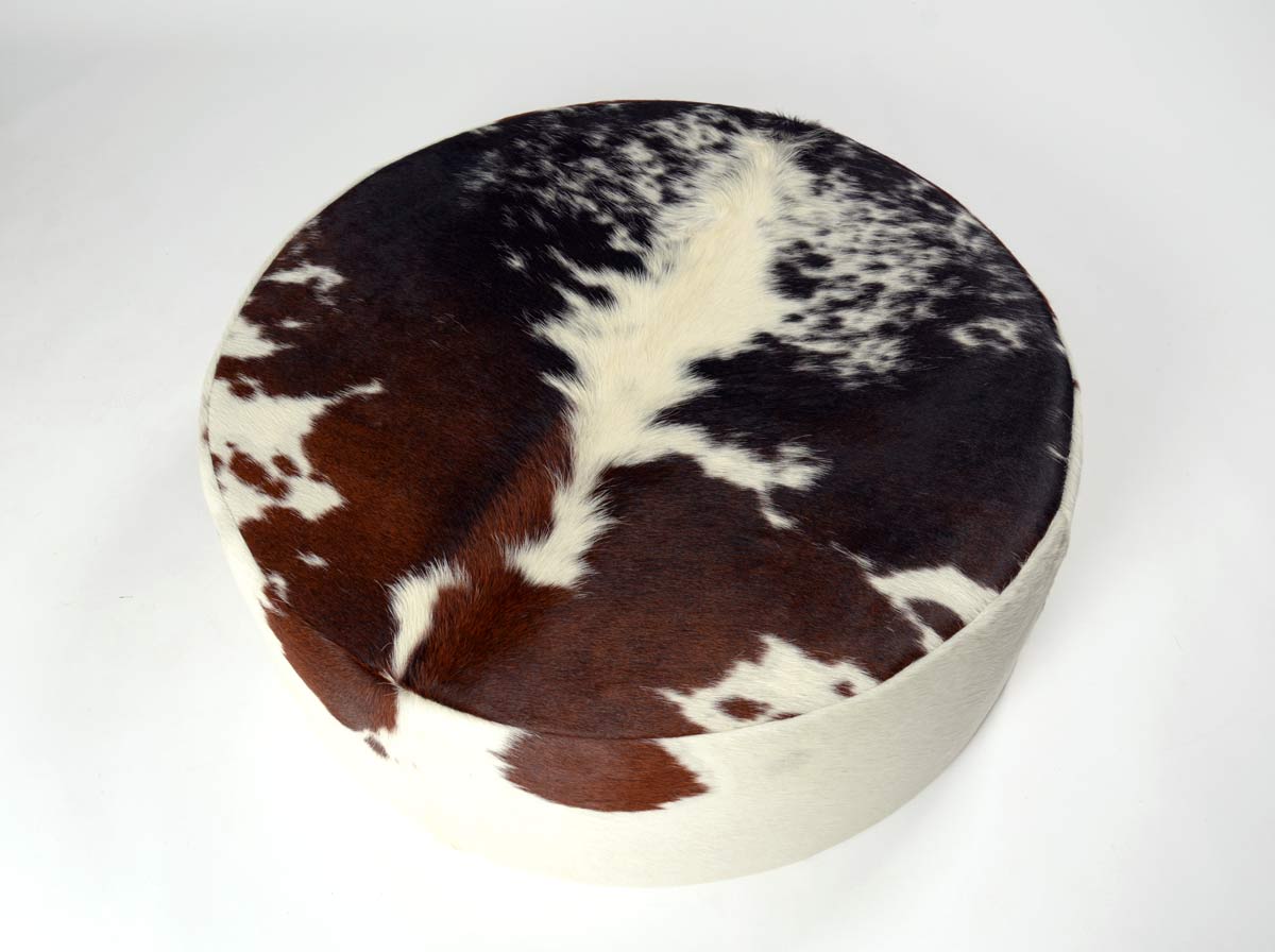 Premium Cowhide Round Ottoman 35