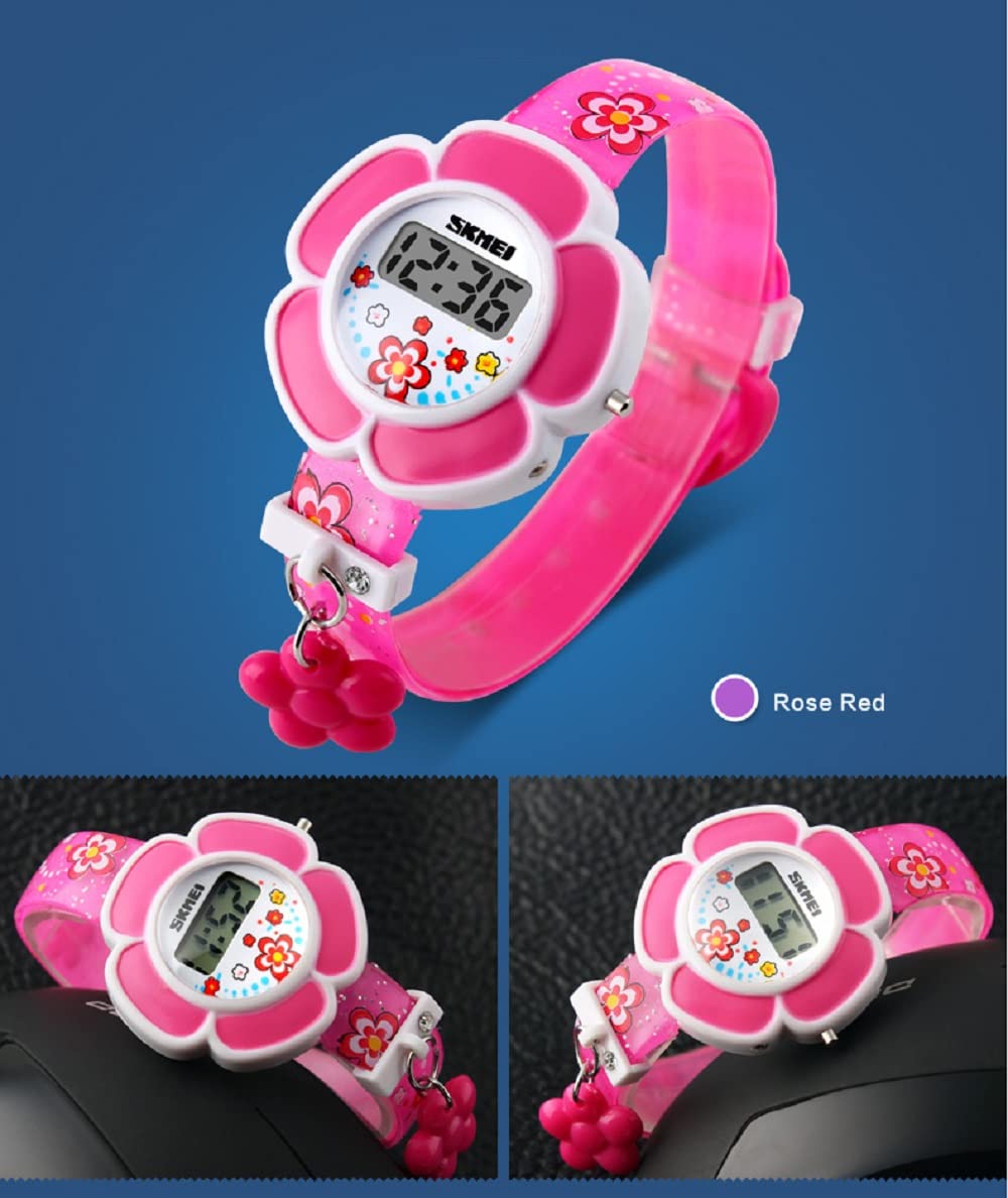 Girls Flower Shape Digital Watch - Cute Cartoon Kids Watch with LED Display, Water Resistant for School, Playtime & Outdoor Activities