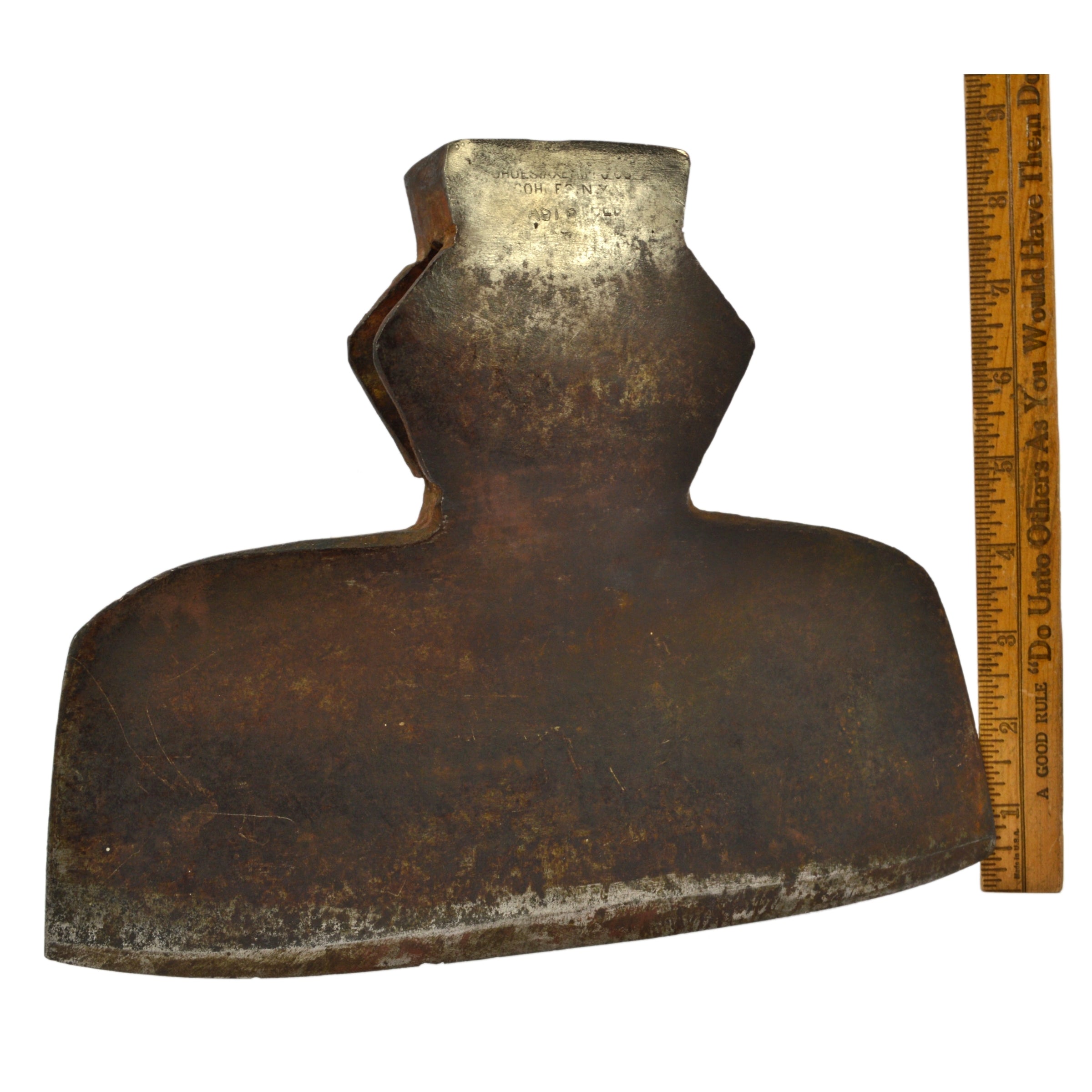 Antique COHOES MFG. CO (D. Simmons) BROAD/HEWING AXE - Rare PITTSBURGH PATTERN Vintage Tool for Woodworking, Log Splitting & Bushcraft - Perfect for Collectors, Outdoor Enthusiasts & Historical Restoration Projects