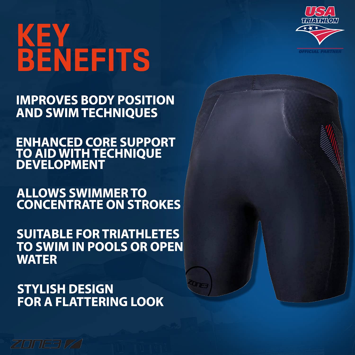 Premium ZONE3 Neoprene Buoyancy Swim Shorts - Aerodome Elite 5/3mm for Triathlon, Surfing & Water Sports | Comfort & Performance