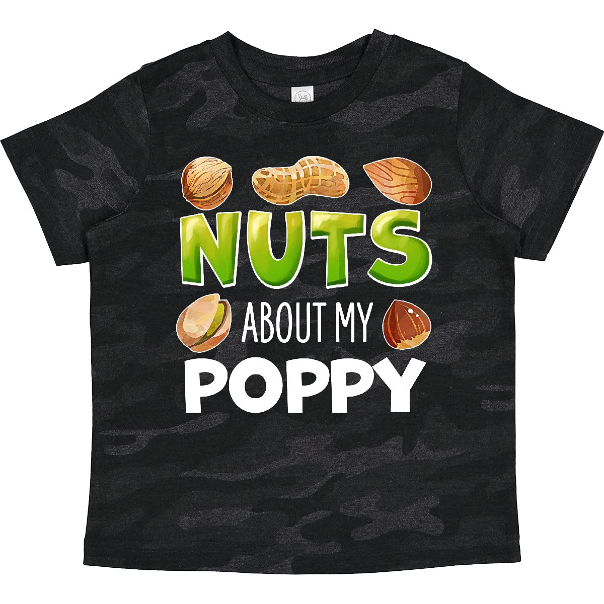 Inktastic 'Nuts About My Poppy' Peanut Almond Pistachio Graphic Toddler T-Shirt - Cute Nut-Themed Outfit for Toddler Boys & Girls - Perfect for Family Photos, Playdates & Casual Wear