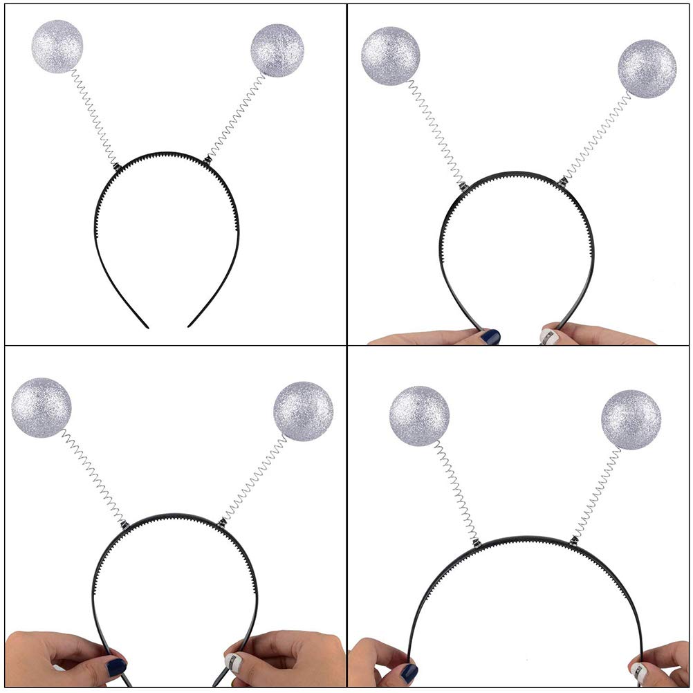 Gampu Glitter Ball Boppers - 5 Pack LED Light Up Martian Antenna Headbands for Halloween, Christmas, Alien Costume & Cosplay - Glow in The Dark Head Accessories for Kids & Adults | Perfect for Raves, Concerts, Festivals, Themed Parties & Night Events | Fun Glow Party Supplies for Dance Floors, Costume Contests & Neon Celebrations