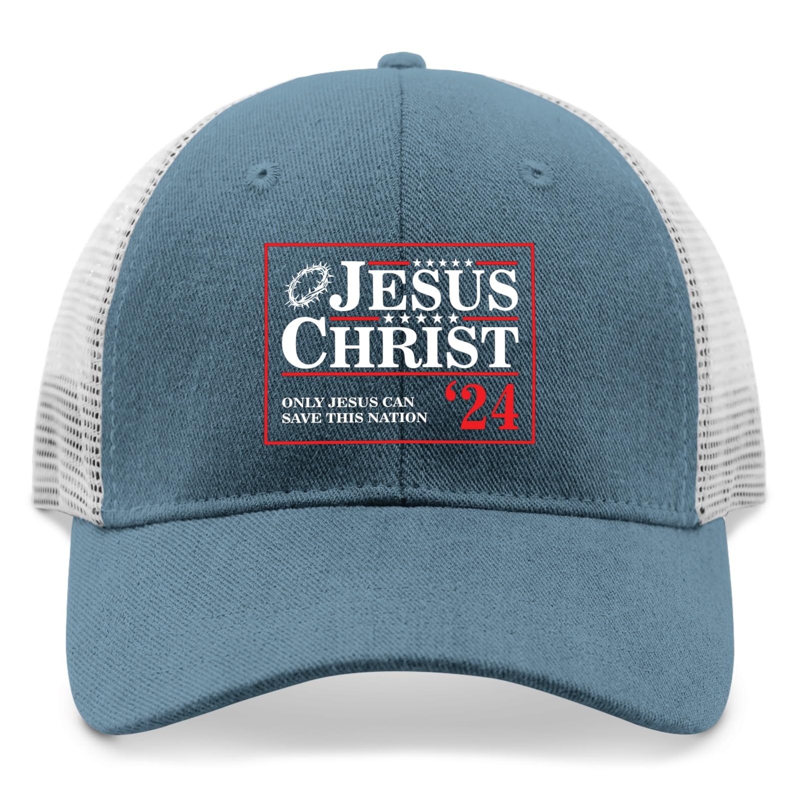 Jesus Christ 2024 Christian Hats - 'Only Jesus Can Save This Nation' Baseball Cap for Men & Women - All Black Fishing Hat for Church, Prayer, Evangelism & Outdoor Activities