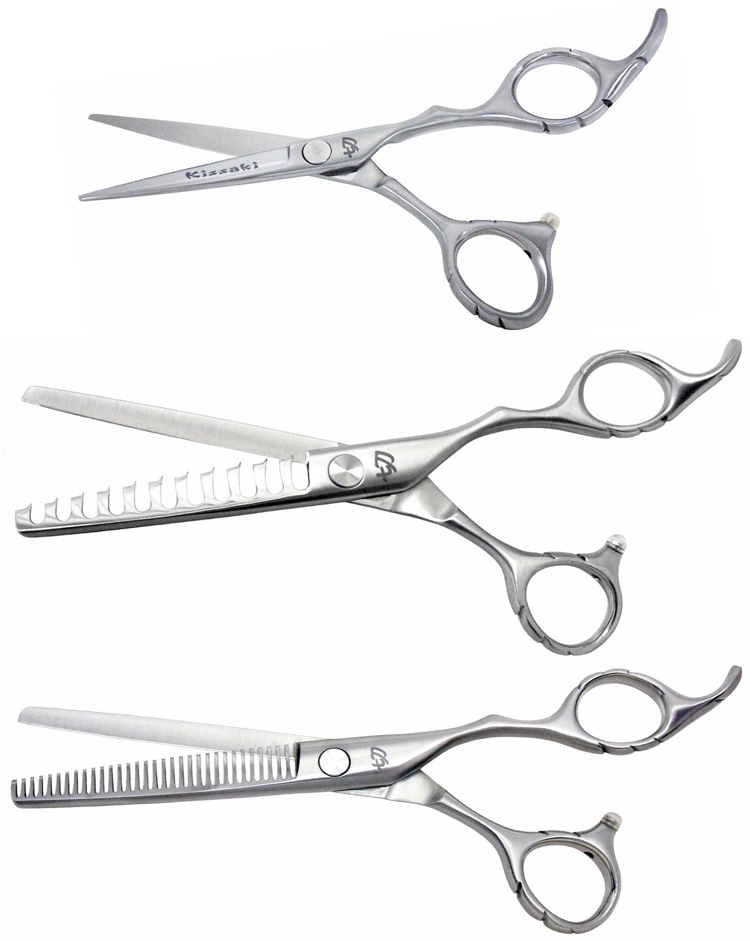 Professional Kissaki Hair Scissors Set - 5.0 Inch Cutting Shears, 32-Tooth Thinning Shears & 11-Tooth Chunker - Salon-Grade Japanese Stainless Steel Scissors for Precision Haircuts, Styling & Texturizing - Perfect for Barbers, Hairstylists & Home Use