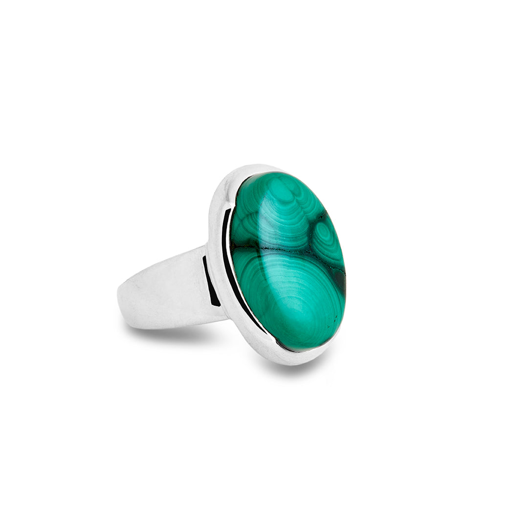 Natural Malachite Gemstone Ring for Women - Handmade Sterling Silver Adjustable Band - Perfect for Boho, Hippie & Spiritual Jewelry Lovers - Ideal for Meditation, Healing & Everyday Wear