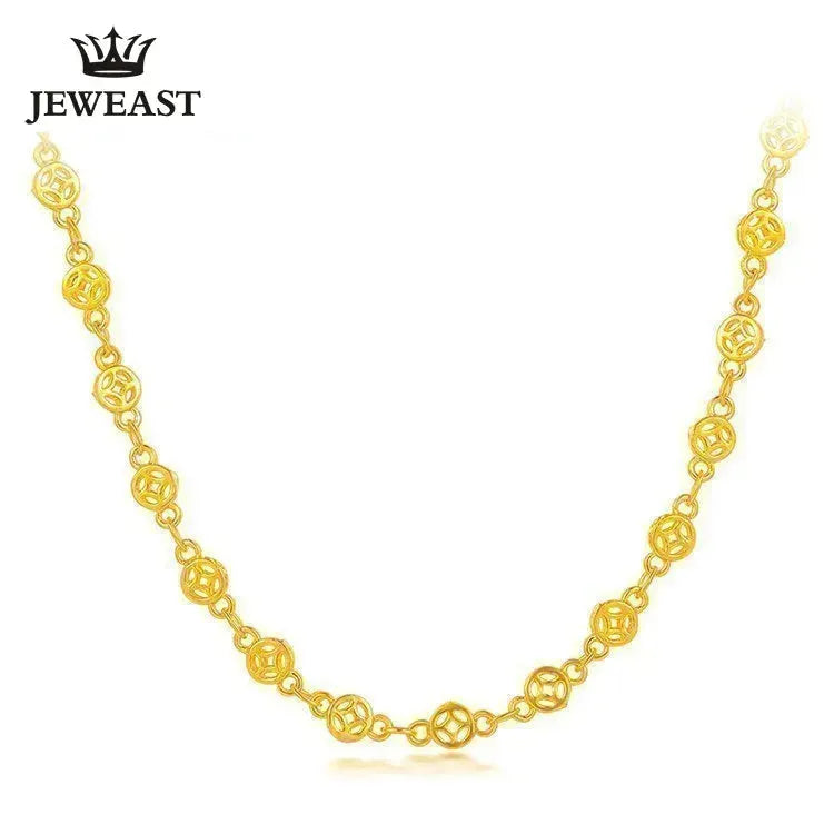 24K Pure Gold Necklace Real AU 999 Solid Gold Chain - Classic Fine Coin Jewelry for Women, Trendy & Elegant Gift for Birthday, Anniversary & Special Occasions