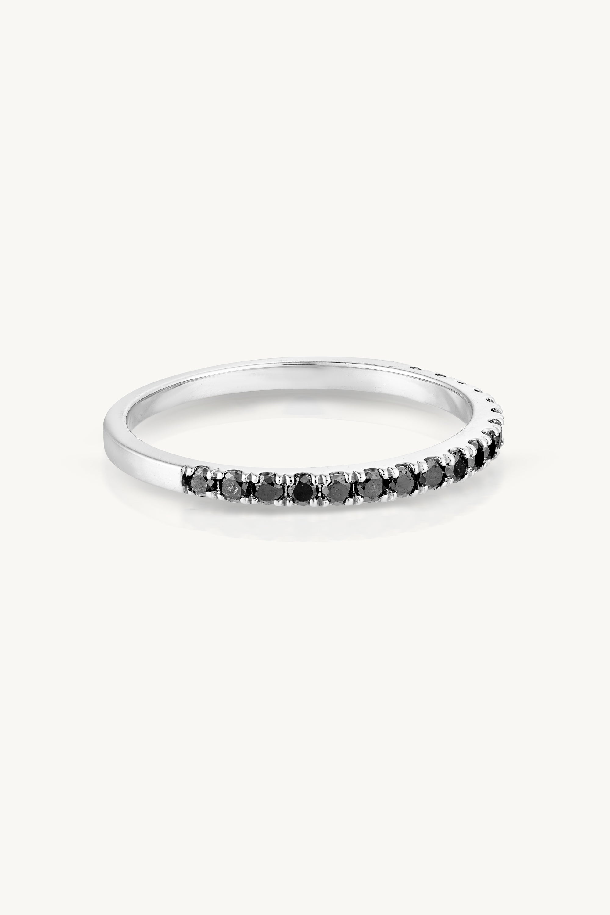 9K White Gold Black Diamond Wedding Band Ring for Women - Elegant & Durable for Engagement, Anniversary & Special Occasions