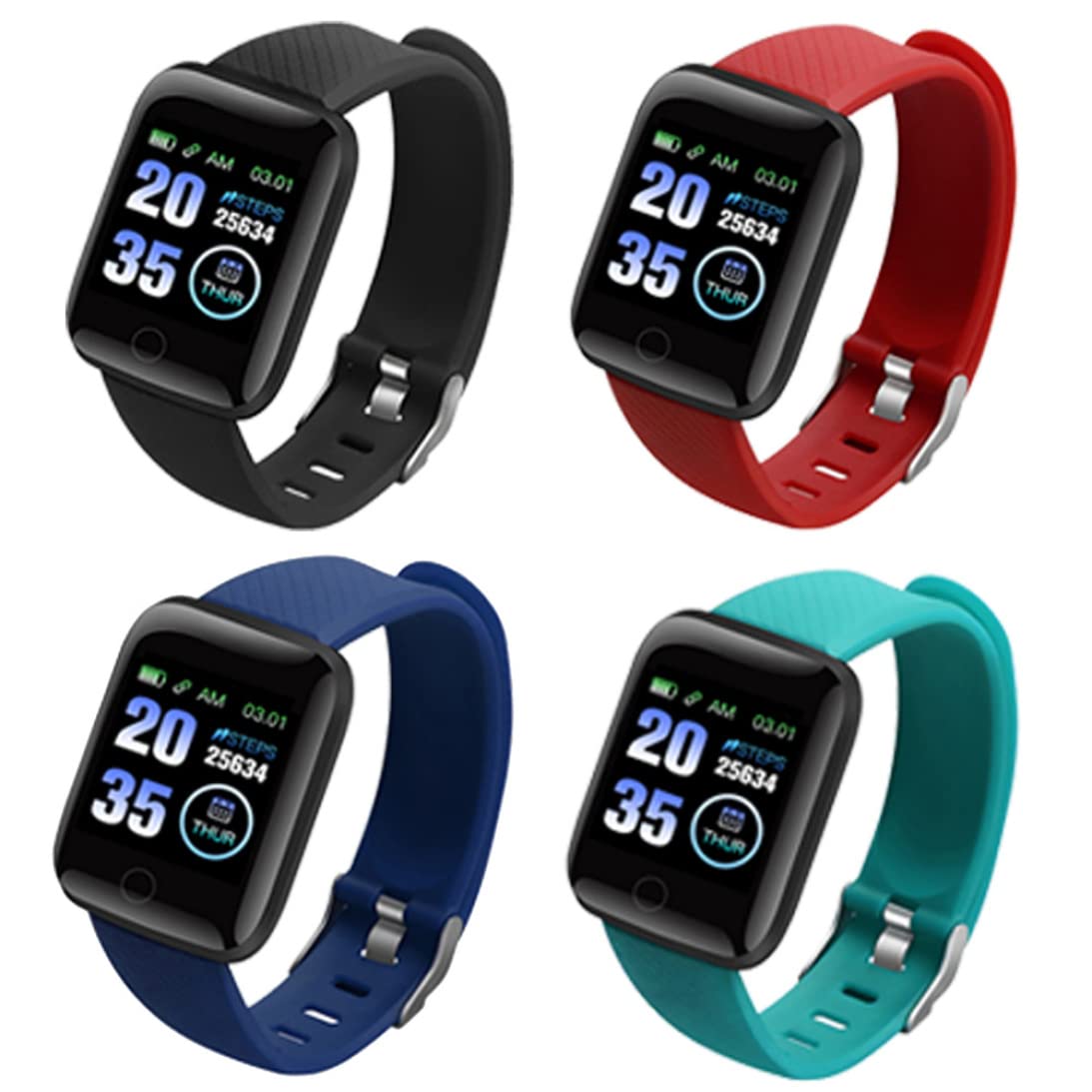 Smart Watch 116Plus - Wireless Fitness Tracker with Blood Pressure Monitor, Waterproof Activity Bracelet for Men & Women (Green) | Perfect for Running, Swimming & Daily Health Tracking