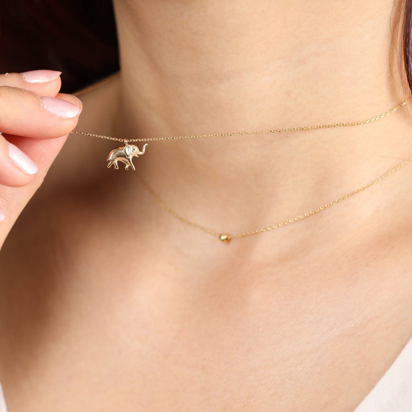 14K Yellow Gold Black Onyx Elephant Necklace for Women - Elegant & Lucky Jewelry Gift for Birthday, Anniversary, and Spiritual Protection