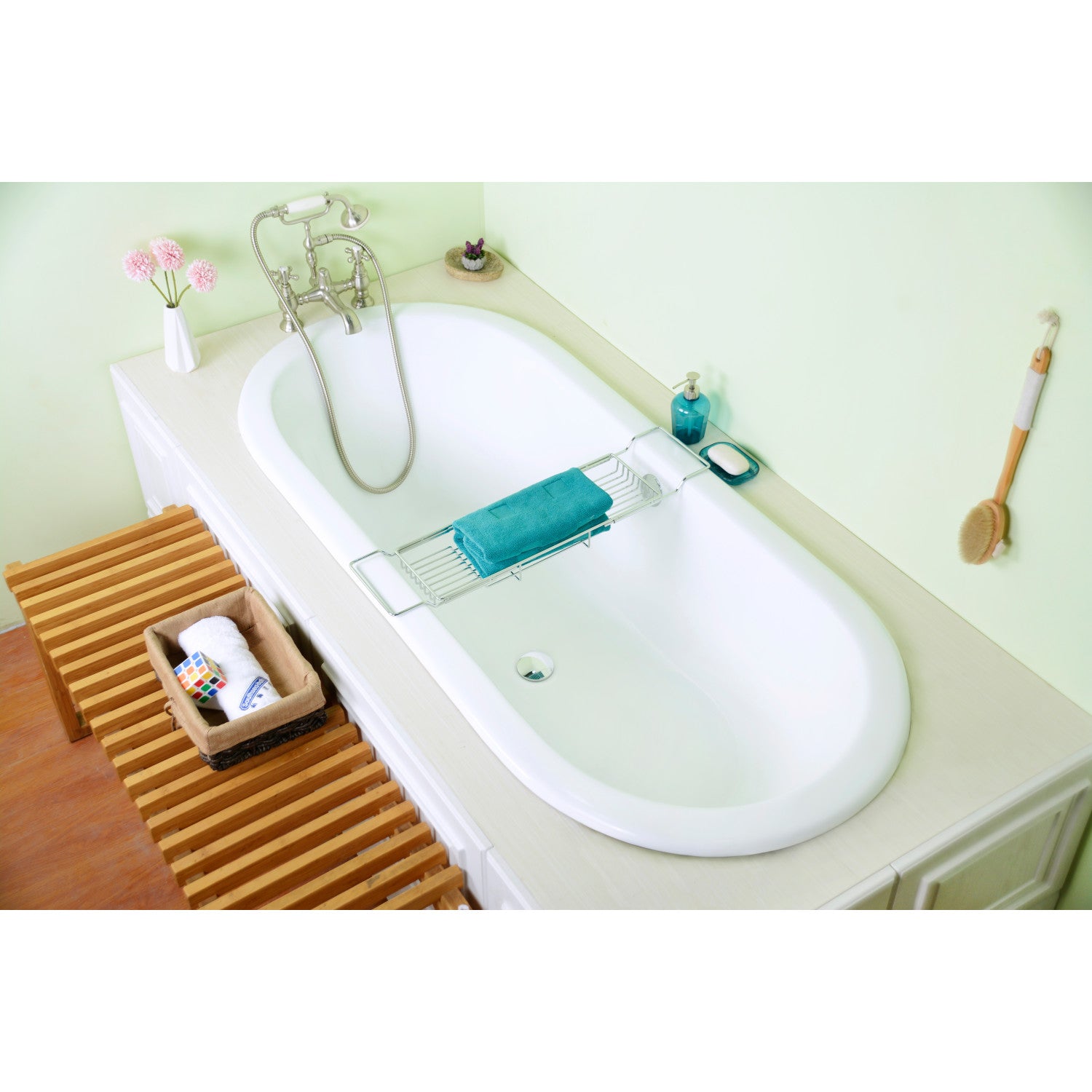 Aqua Eden 63 Inch White Cast Iron Oval Drop-In Bathtub with Center Drain - Perfect for Luxurious Spa Baths & Modern Bathroom Renovations