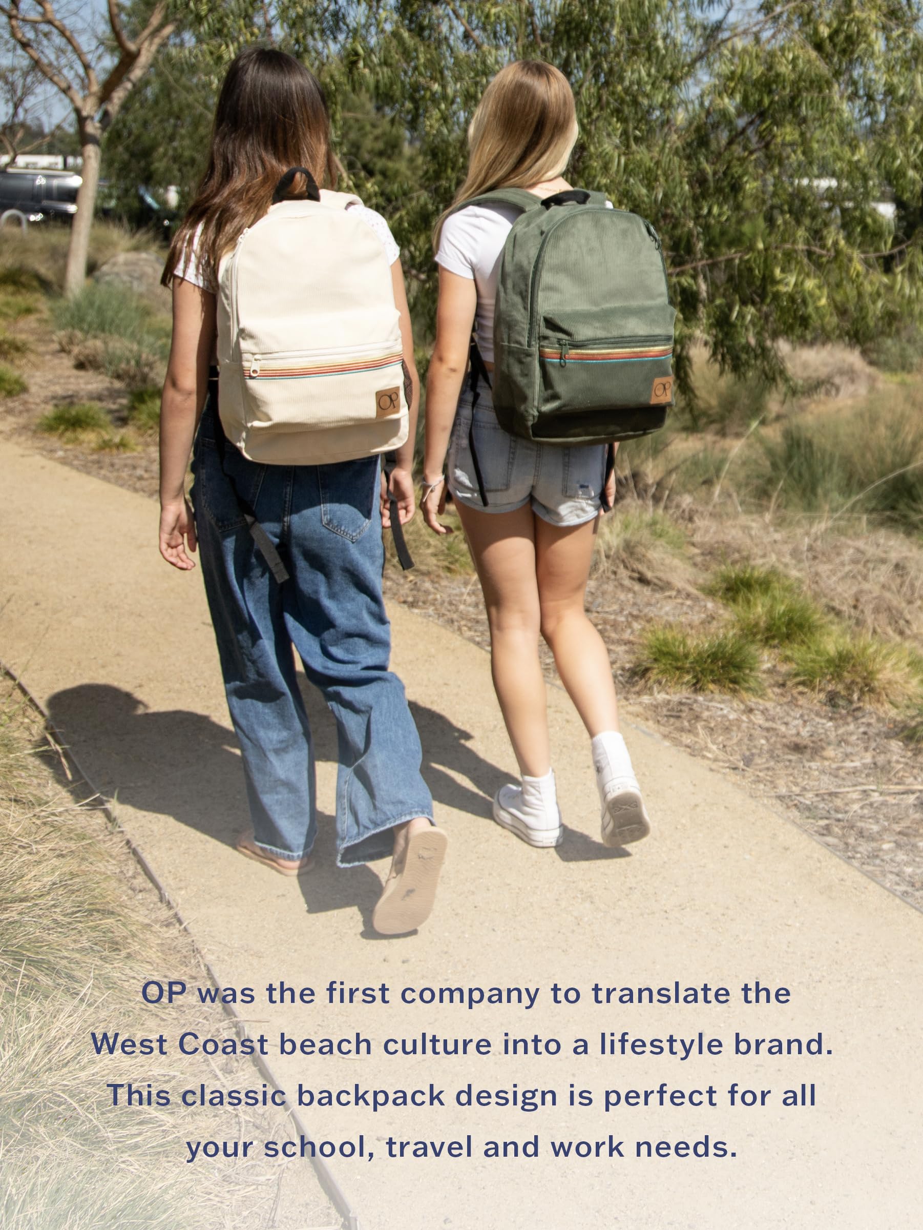 Ocean Pacific OG Corduroy Backpack - Durable Travel Backpack for Men & Women, Water-Resistant Daypack for Work, Gym, School & Outdoor Activities, Fits 15.6 Inch Laptop - Perfect for Commuting, Hiking & Beach Trips