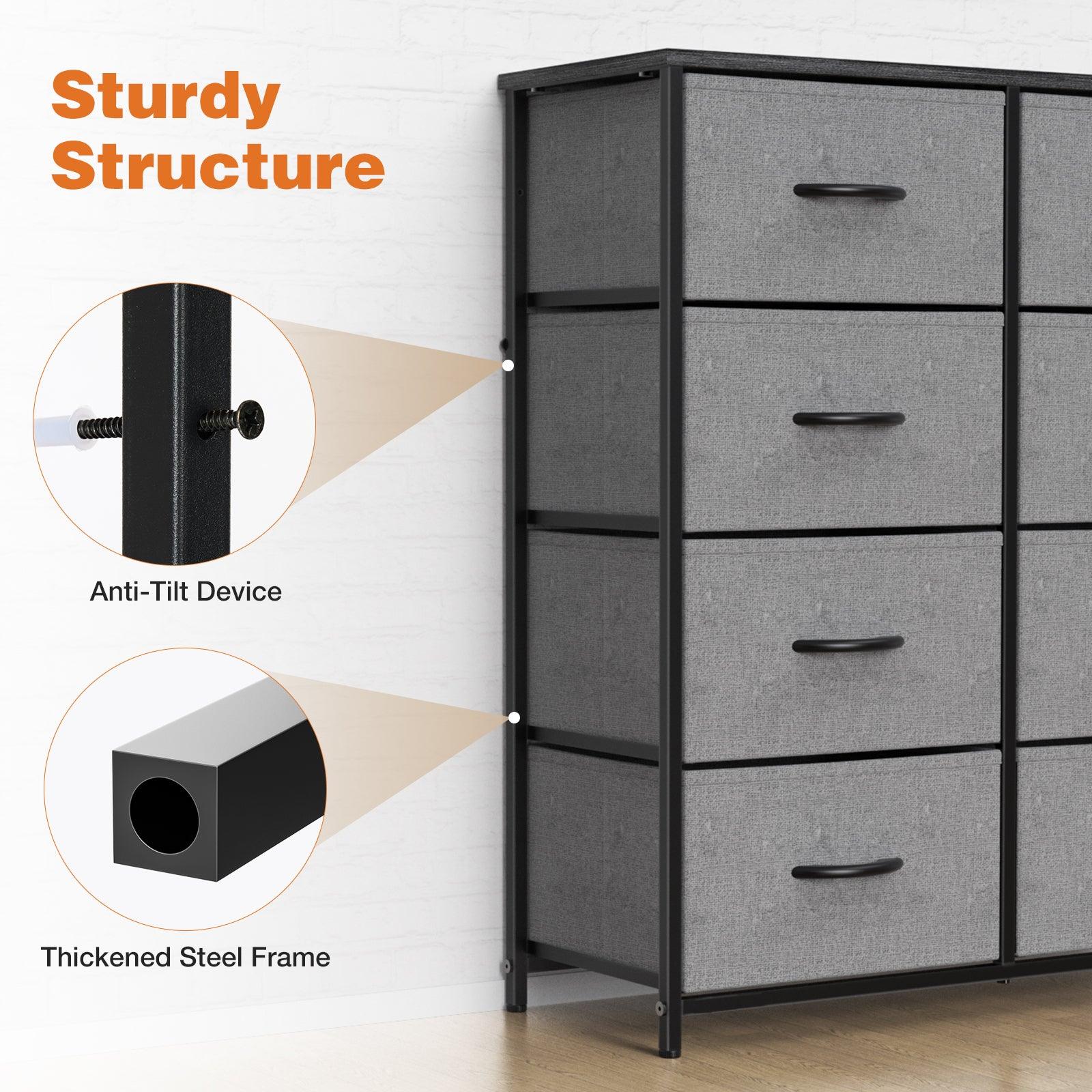 8-Drawer Tall Dresser for Bedroom - Wood Top & Sturdy Steel Frame Chest of Drawers - Perfect for Bedroom Storage, Closet Organization & Small Spaces