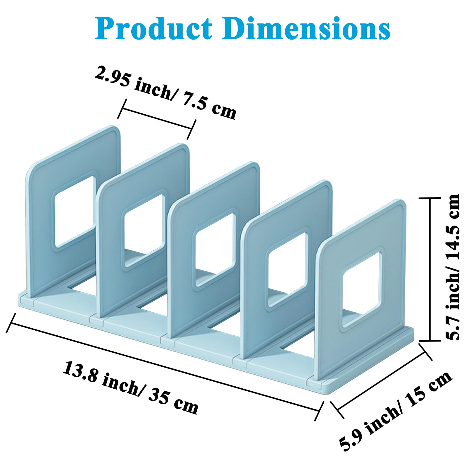 SAYEEC Vertical Desktop File Organizer - 4-Section Adjustable Plastic Book Holder, Shelf Dividers for Desk, Closet, Purse & Handbag Storage - Perfect for Mail, Binder, Magazine & Bookshelf Organization (Blue) - Ideal for Home Office, Dorm Room & Workspace Storage Solutions