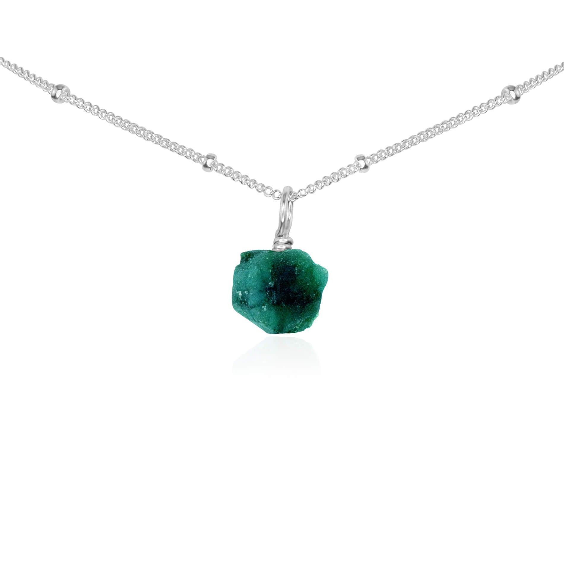 Natural Tiny Rough Emerald Gemstone Pendant Choker Necklace - Handmade Boho Jewelry for Women, Perfect for Everyday Wear & Special Occasions