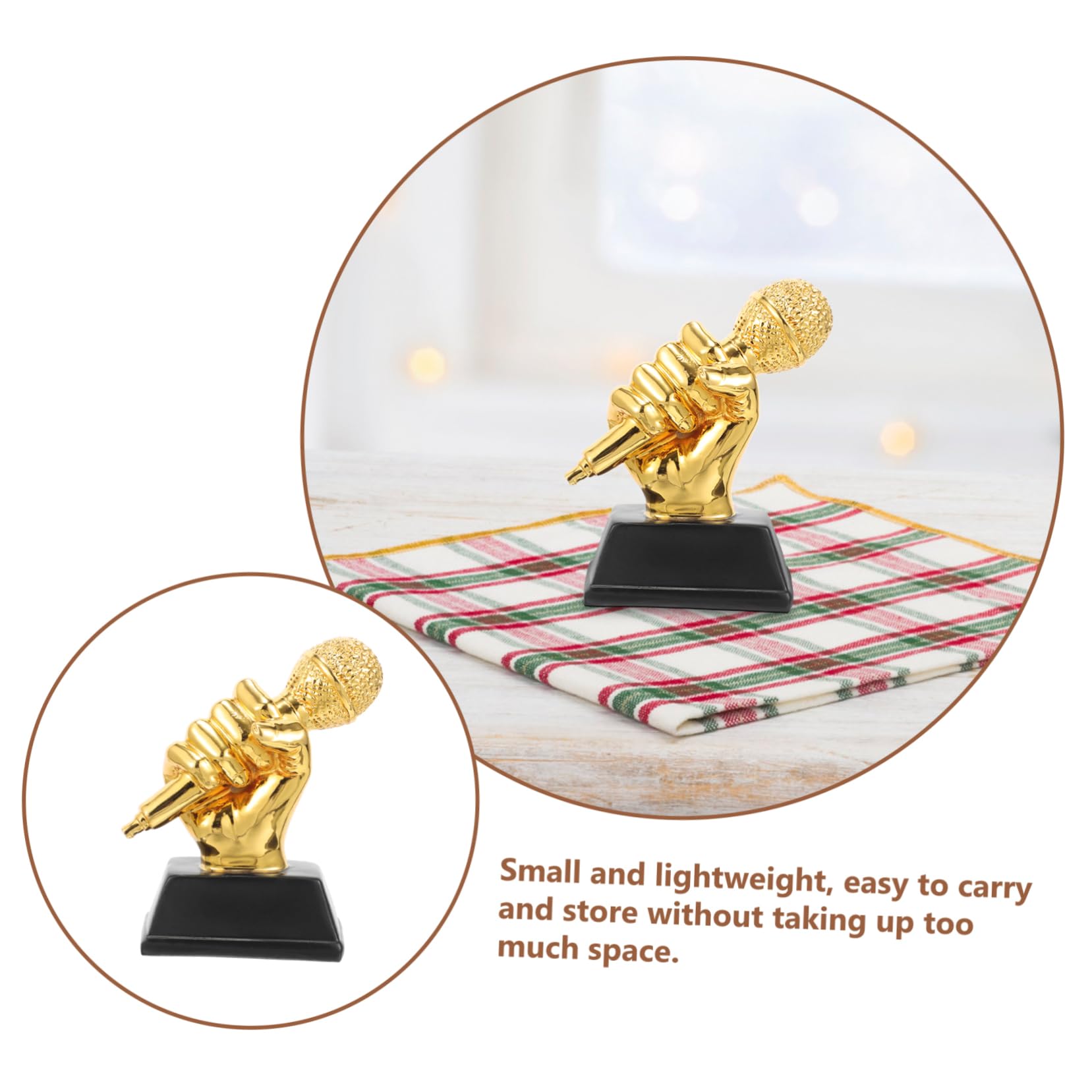 NAMOARLY Vintage Style Handcrafted Resin Trophy Microphone - 12x6x13cm - Perfect for School Competitions, Awards, and Stage Performances
